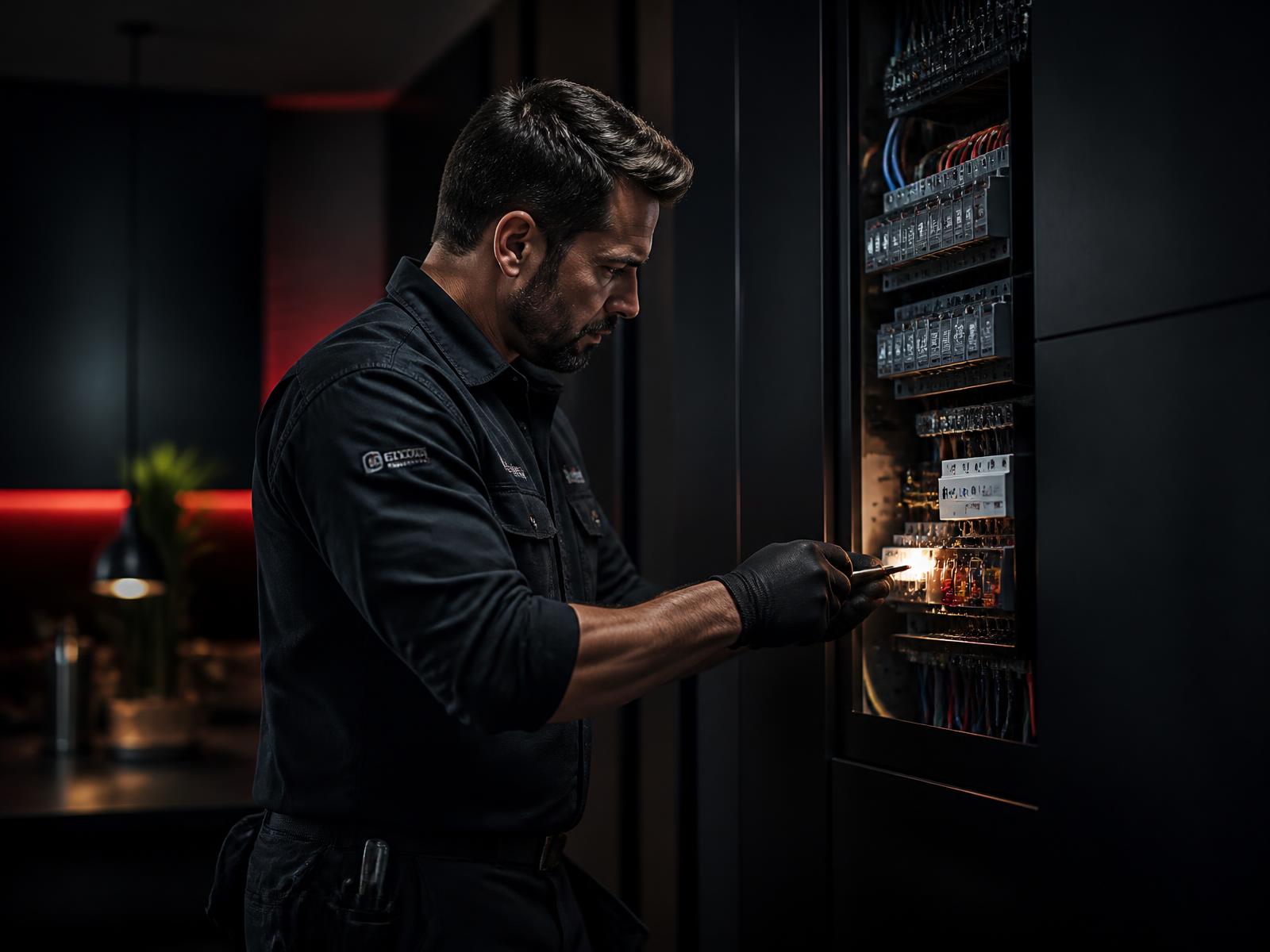 Toros Electrical electrician working on a residential electrical panel